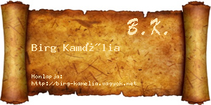 Birg Kamélia névjegykártya